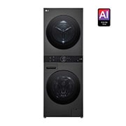 LG מכונת כביסה 12 ק''ג ומייבש כביסה 10 ק''ג במגדל יוקרתי בצבע שחור פלטינה, front view, WT40, thumbnail 1