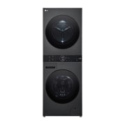 LG מכונת כביסה 12 ק''ג ומייבש כביסה 10 ק''ג במגדל יוקרתי בצבע שחור פלטינה, front view, WT40, thumbnail 1