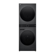 LG מכונת כביסה 12 ק''ג ומייבש כביסה 10 ק''ג במגדל יוקרתי בצבע שחור פלטינה, front view, WT40, thumbnail 2