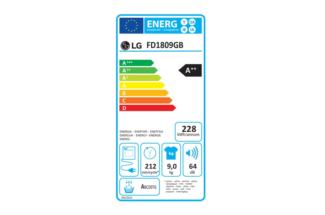 LG מייבש אמין וחסכוני באנרגיה, Energy_lable, FD1809GB, thumbnail 13