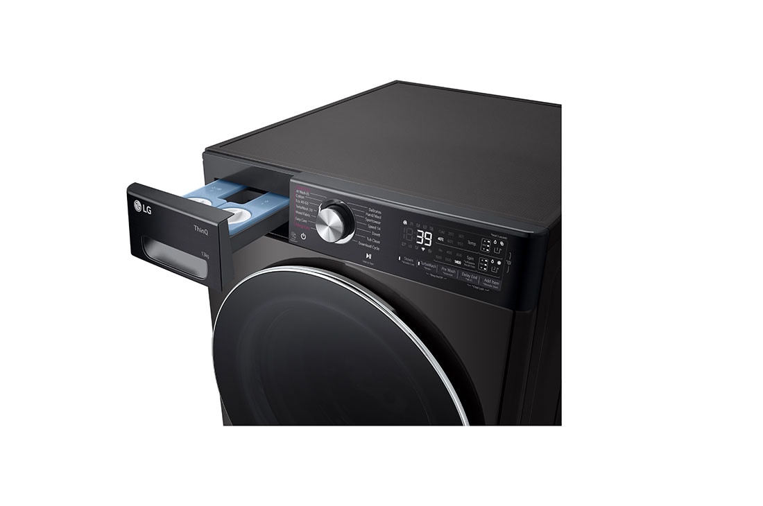 LG מכונת כביסה 13 ק''ג AIDD בצבע שחור פלטינה עם פתח קדמי ודלת שחורה, Side Detergent try view, WF13314GBC, thumbnail 7