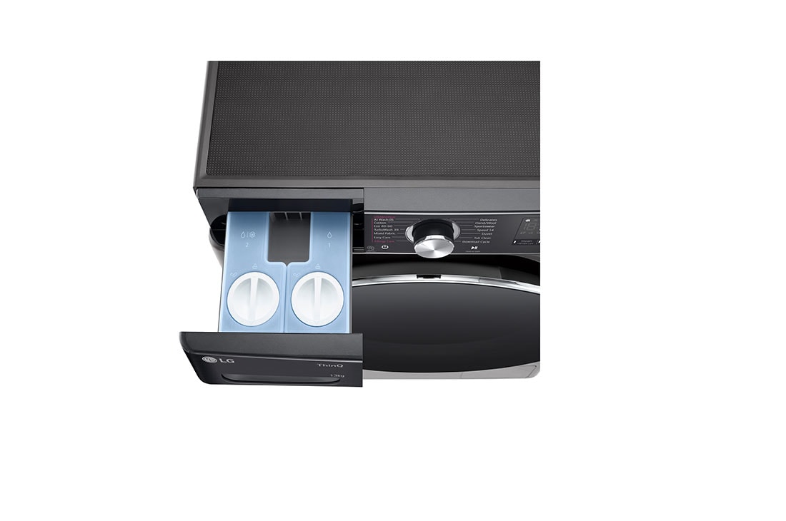 LG מכונת כביסה 13 ק''ג AIDD בצבע שחור פלטינה עם פתח קדמי ודלת שחורה, Top Detergent try view, WF13314GBC, thumbnail 8