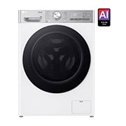 LG מכונת כביסה 13 ק''ג AIDD בצבע לבן עם פתח קדמי ודלת שחורה, Front view, WF13314WBC, thumbnail 1