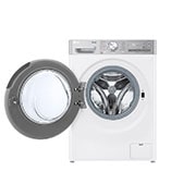 LG מכונת כביסה 13 ק''ג AIDD בצבע לבן עם פתח קדמי ודלת שחורה, Front open view, WF13314WBC, thumbnail 3