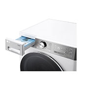 LG מכונת כביסה 13 ק''ג AIDD בצבע לבן עם פתח קדמי ודלת שחורה, Side view of detergent box, WF13314WBC, thumbnail 6