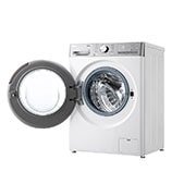 LG מכונת כביסה 13 ק''ג AIDD בצבע לבן עם פתח קדמי ודלת שחורה, Left open view, WF13314WBC, thumbnail 12