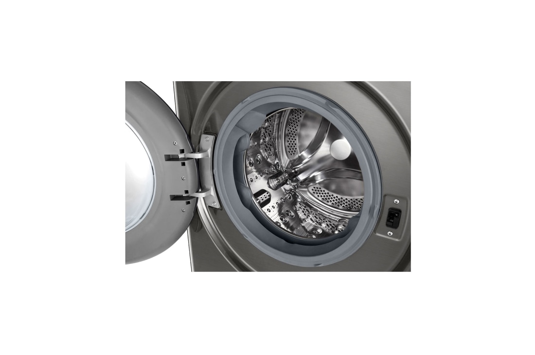 LG מכונת כביסה 11 ק''ג AIDD בצבע כסוף עם פתח קדמי ודלת שחורה, drum, WF11214GBB, thumbnail 5