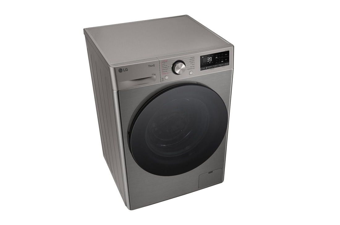 LG מכונת כביסה 11 ק''ג AIDD בצבע כסוף עם פתח קדמי ודלת שחורה, top view, WF11214GBB, thumbnail 9