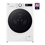 LG מכונת כביסה 11 ק''ג AIDD בצבע לבן פתח קדמי עם דלת שחורה, front view, WF11114WBB, thumbnail 1