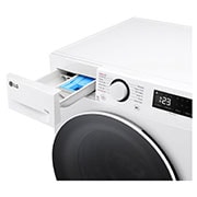 LG מכונת כביסה 11 ק''ג AIDD בצבע לבן פתח קדמי עם דלת שחורה, left drawer open , WF11114WBW, thumbnail 6