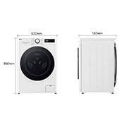 LG מכונת כביסה 10 ק''ג AIDD בצבע לבן פתח קדמי עם דלת שחורה, dimension, WF10114WBW, thumbnail 2