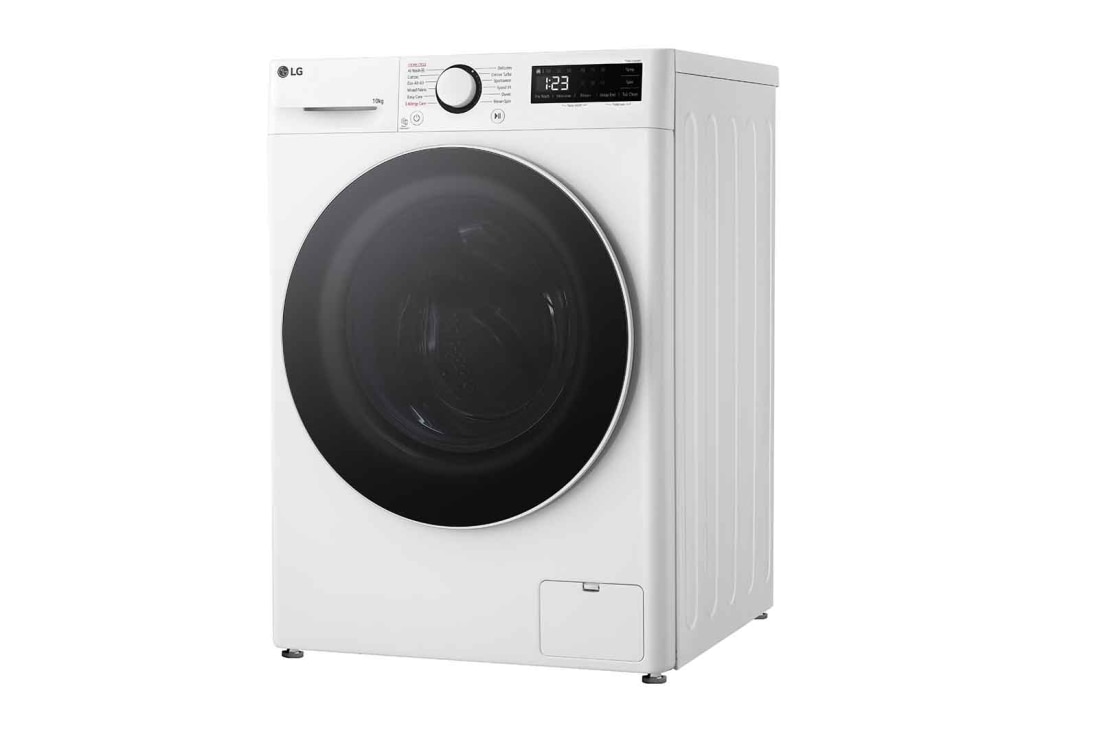LG מכונת כביסה 10 ק''ג AIDD בצבע לבן פתח קדמי עם דלת שחורה, left side, WF10114WBW, thumbnail 13