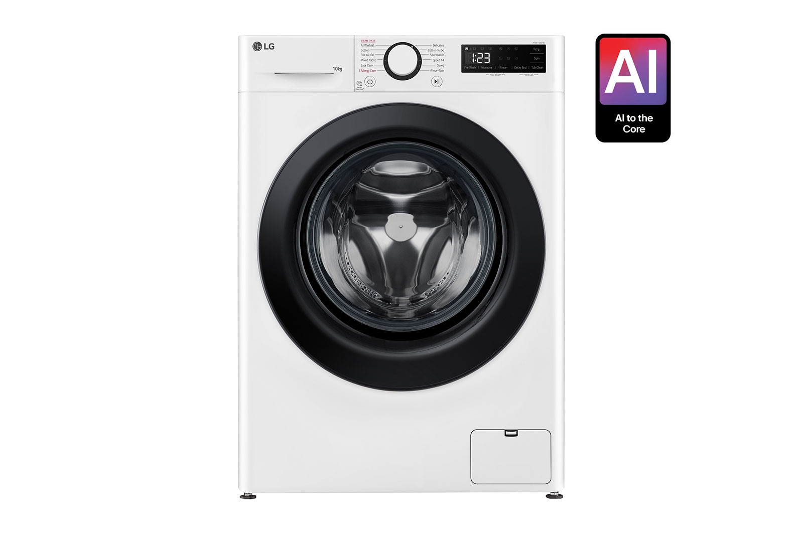 מכונת כביסה LG WF10014WB 10 ק"ג 1400 סל"ד - AI DD בדלת לבנה