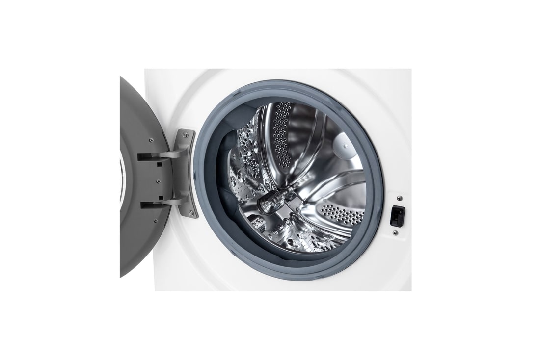 LG מכונת כביסה 9 ק''ג AIDD בצבע לבן פתח קדמי עם דלת שחורה, drum, WF9014WB, thumbnail 5