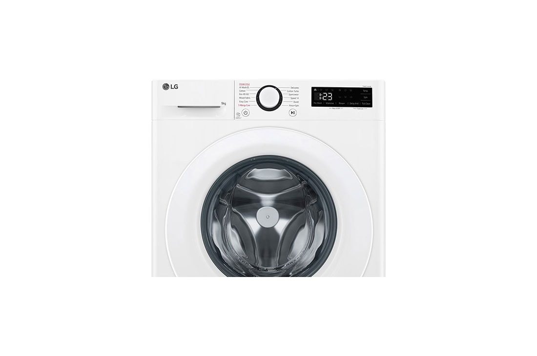 LG מכונת כביסה 9 ק''ג AIDD בצבע לבן פתח קדמי עם דלת לבנה, Top view, WF9014WW, thumbnail 7