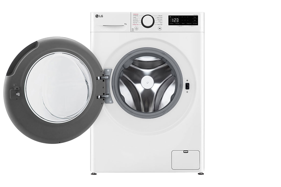 LG מכונת כביסה 9 ק''ג AIDD בצבע לבן פתח קדמי עם דלת לבנה, front open view, WFS9014WW, thumbnail 3