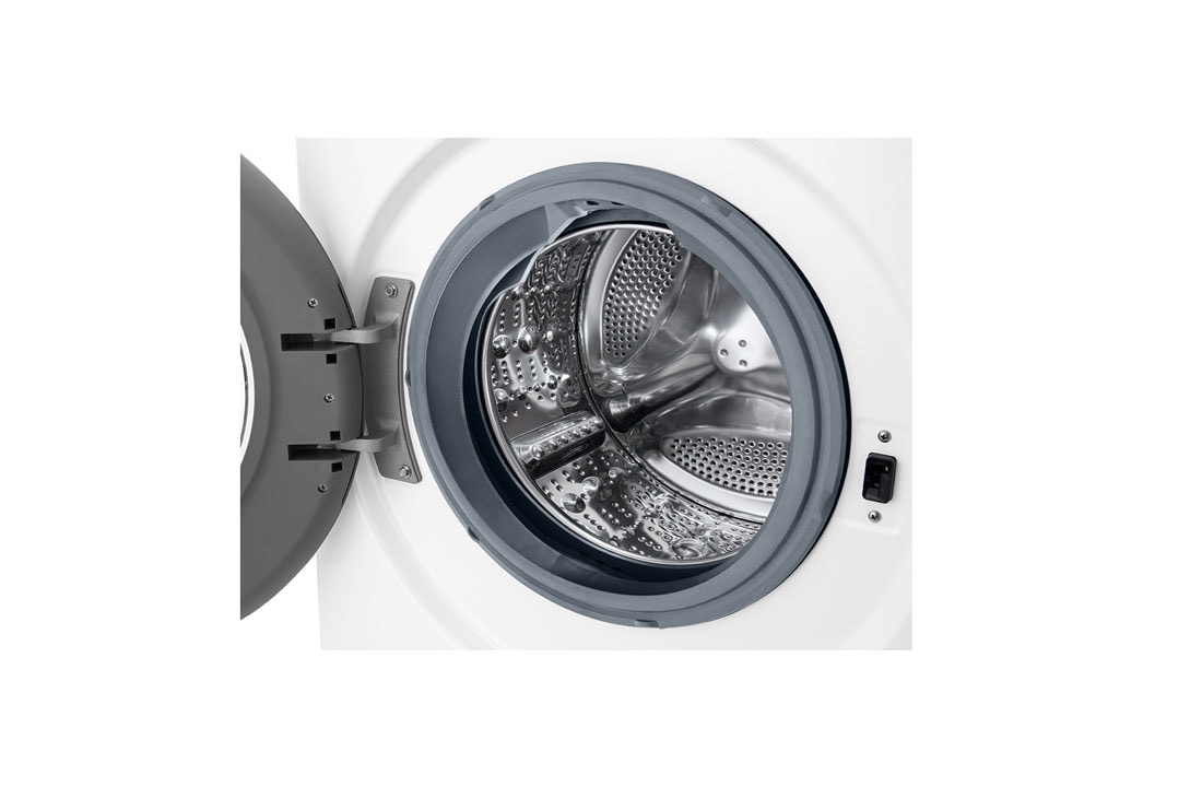 LG מכונת כביסה 8 ק''ג AIDD בצבע לבן פתח קדמי עם דלת שחורה, Drum view, WFS8014WB, thumbnail 5