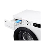 LG מכונת כביסה 8 ק''ג AIDD בצבע לבן פתח קדמי עם דלת שחורה, Side view, WFS8014WB, thumbnail 6