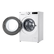 LG מכונת כביסה 8 ק''ג AIDD בצבע לבן פתח קדמי עם דלת שחורה, left open view, WFS8014WB, thumbnail 11