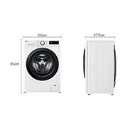 LG מכונת כביסה 8 ק''ג AIDD בצבע לבן פתח קדמי עם דלת שחורה, Dimension view, WFS8014WB, thumbnail 2