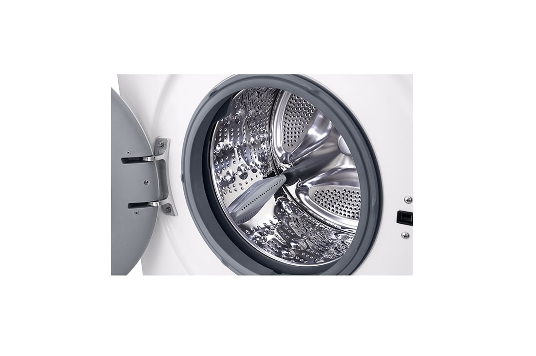 LG מכונת כביסה 9 ק''ג בצבע לבן עם פתח קדמי ופאנל בעברית, מידע על התוף, VB9014WH, thumbnail 4