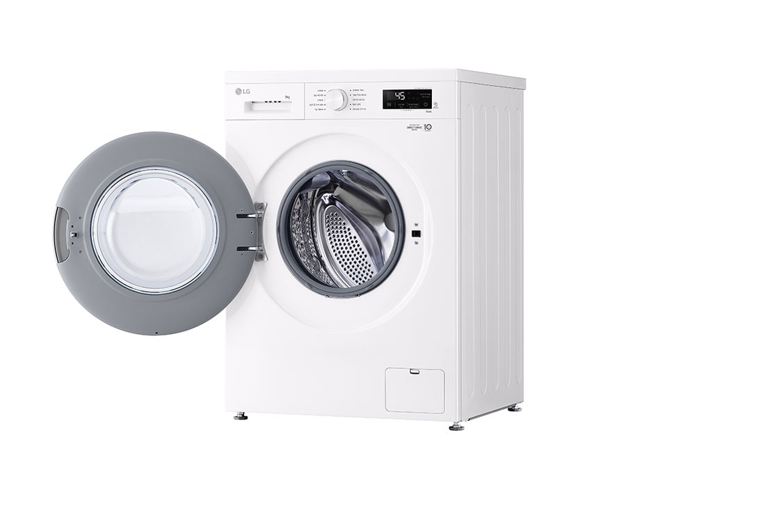 LG מכונת כביסה 9 ק''ג בצבע לבן עם פתח קדמי ופאנל בעברית, צד שמאל, VB9014WH, thumbnail 9