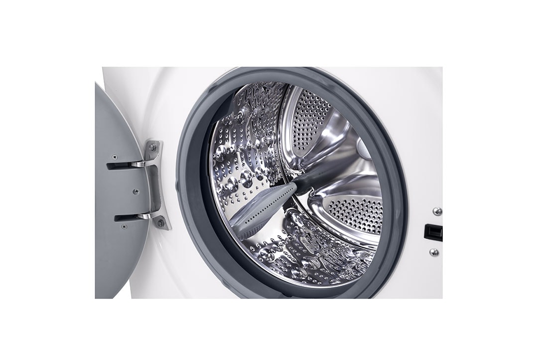 LG מכונת כביסה 8 ק''ג בצבע לבן עם פתח קדמי ופאנל בעברית, מידע על התוף, VB8014WH, thumbnail 4