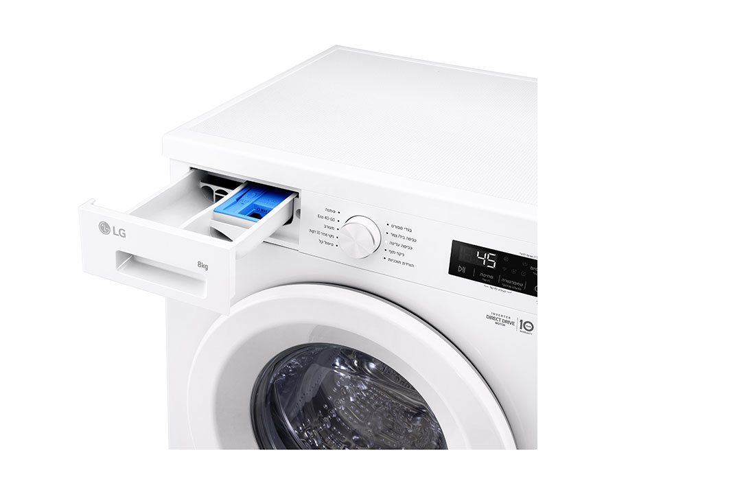 LG מכונת כביסה 8 ק''ג בצבע לבן עם פתח קדמי ופאנל בעברית, מידות והתקנה, VB8014WH, thumbnail 6