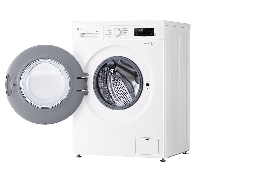 LG מכונת כביסה 8 ק''ג בצבע לבן עם פתח קדמי ופאנל בעברית, צד שמאל, VB8014WH, thumbnail 9