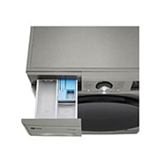 LG מכונת כביסה 10 ק''ג AIDD בצבע כסף פלטינה עם  פתח קדמי ודלת זכוכית שחורה, front drawer open, WF10214GBB, thumbnail 8