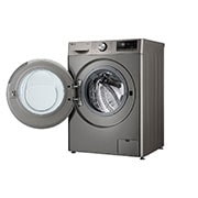 LG מכונת כביסה 10 ק''ג AIDD בצבע כסף פלטינה עם  פתח קדמי ודלת זכוכית שחורה, left side open, WF10214GBB, thumbnail 12