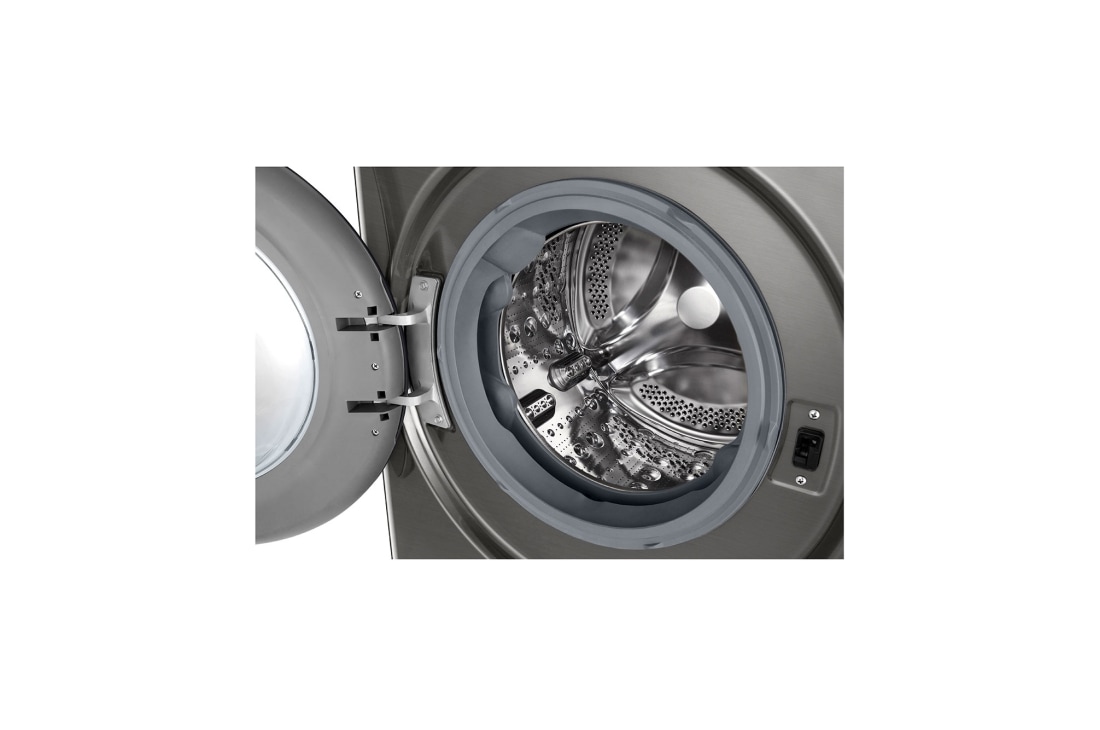 LG מכונת כביסה 10 ק''ג AIDD בצבע כסף פלטינה עם  פתח קדמי ודלת זכוכית שחורה, drum, WF10214GBB, thumbnail 5