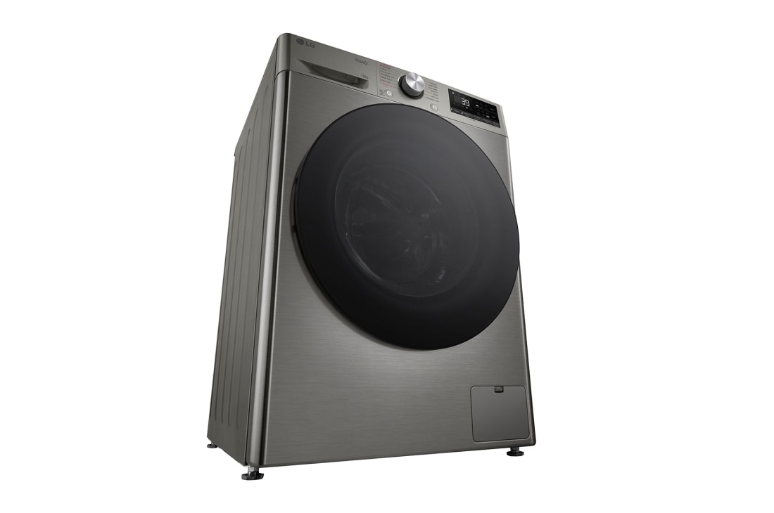 LG מכונת כביסה 10 ק''ג AIDD בצבע כסף פלטינה עם  פתח קדמי ודלת זכוכית שחורה, perspective view, WF10214GBB, thumbnail 14