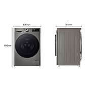 LG מכונת כביסה 10 ק''ג AIDD בצבע כסף פלטינה עם  פתח קדמי ודלת זכוכית שחורה, dimension, WF10214GBB, thumbnail 2