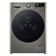 LG מכונת כביסה 9 ק''ג AIDD בצבע כסף פלטינה עם  פתח קדמי ודלת זכוכית שחורה, front view, WF9214GBB, thumbnail 1