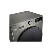 LG מכונת כביסה 9 ק''ג AIDD בצבע כסף פלטינה עם  פתח קדמי ודלת זכוכית שחורה, panel view, WF9214GBB, thumbnail 4
