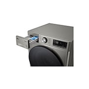 LG מכונת כביסה 9 ק''ג AIDD בצבע כסף פלטינה עם  פתח קדמי ודלת זכוכית שחורה, left drawer open, WF9214GBB, thumbnail 7