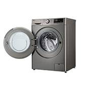 LG מכונת כביסה 9 ק''ג AIDD בצבע כסף פלטינה עם  פתח קדמי ודלת זכוכית שחורה, left side open, WF9214GBB, thumbnail 12