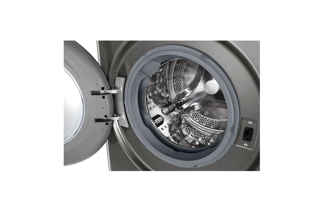 LG מכונת כביסה 9 ק''ג AIDD בצבע כסף פלטינה עם  פתח קדמי ודלת זכוכית שחורה, drum, WF9214GBB, thumbnail 5