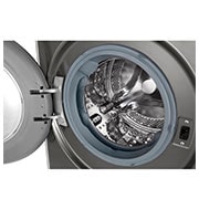 LG מכונת כביסה 8 ק''ג AIDD בצבע כסף פלטינה עם  פתח קדמי ודלת זכוכית שחורה, drum, WFS8214GBB, thumbnail 5