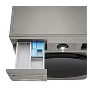 LG מכונת כביסה 8 ק''ג AIDD בצבע כסף פלטינה עם  פתח קדמי ודלת זכוכית שחורה, drawer open, WFS8214GBB, thumbnail 8