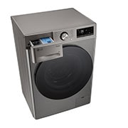 LG מכונת כביסה 8 ק''ג AIDD בצבע כסף פלטינה עם  פתח קדמי ודלת זכוכית שחורה, top view drawer open, WFS8214GBB, thumbnail 10