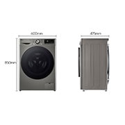 LG מכונת כביסה 8 ק''ג AIDD בצבע כסף פלטינה עם  פתח קדמי ודלת זכוכית שחורה, dimension, WFS8214GBB, thumbnail 2