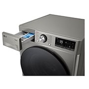 LG מכונת כביסה ומייבש 6\11 ק''ג AIDD בצבע שחור פלטינה עם פתח קדמי ודלת זכוכית שחורה, left drawer open, WD11614GBB, thumbnail 7