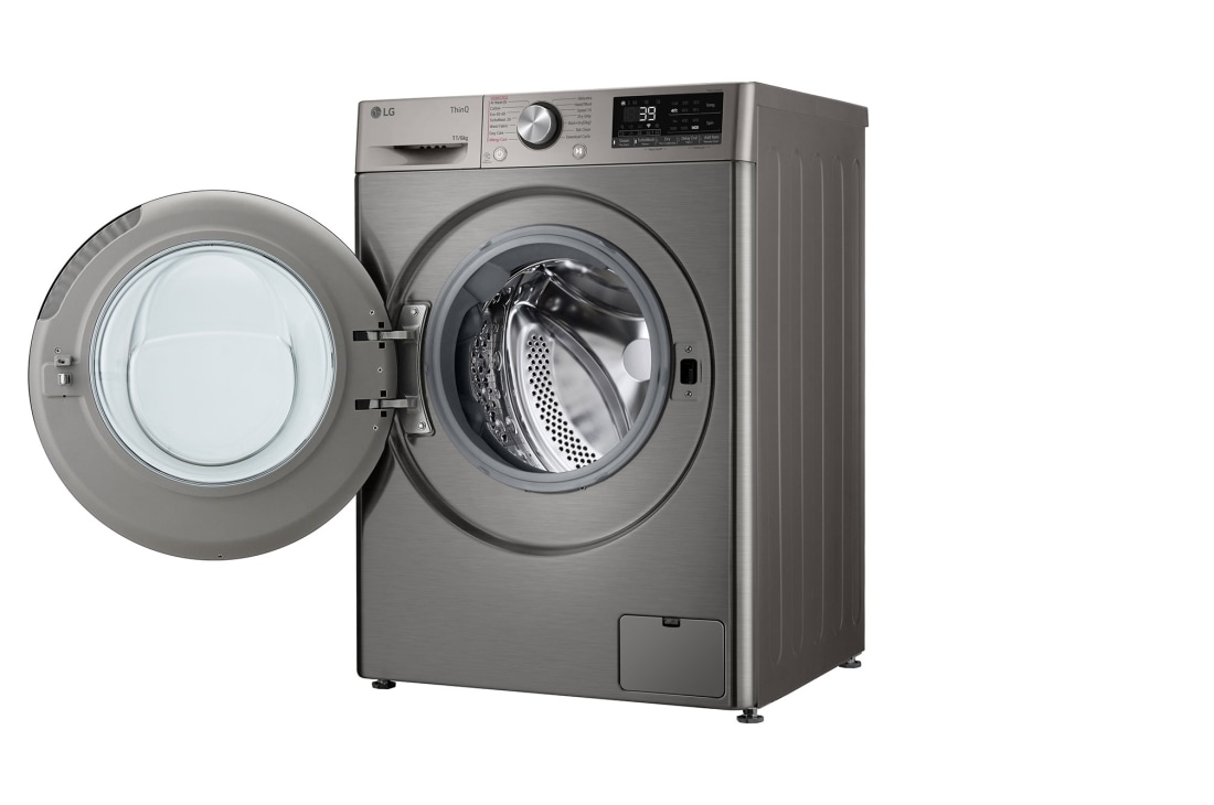 LG מכונת כביסה ומייבש 6\11 ק''ג AIDD בצבע שחור פלטינה עם פתח קדמי ודלת זכוכית שחורה, left side open, WD11614GBB, thumbnail 12