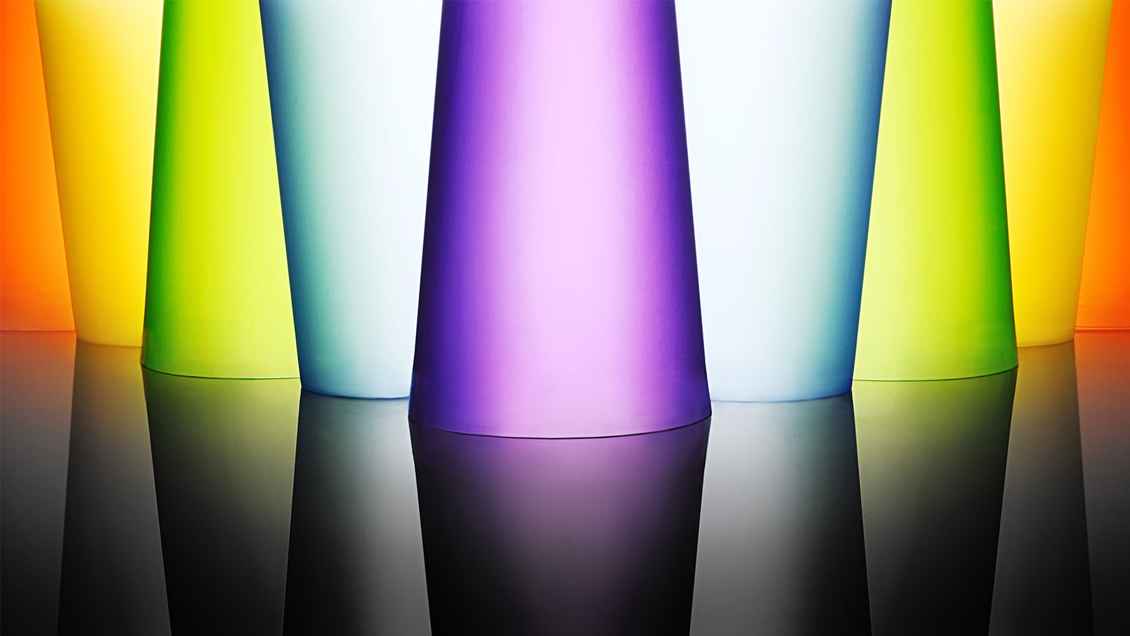 An image that bright and colourful glass cups.