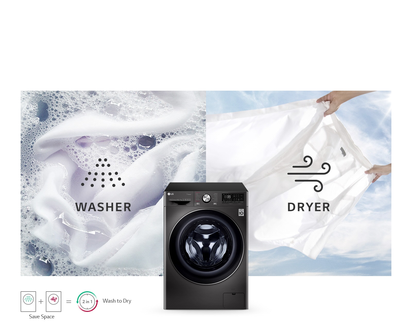 LG FHD1057STB washer dryer in one