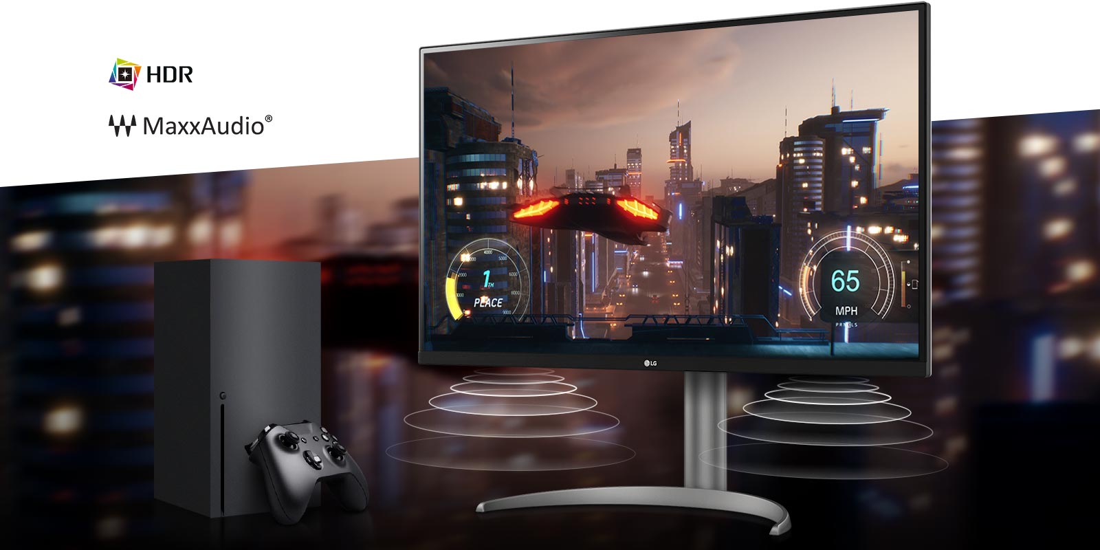 LG 32UQ750-W Immersive experience in 4K HDR console gaming.