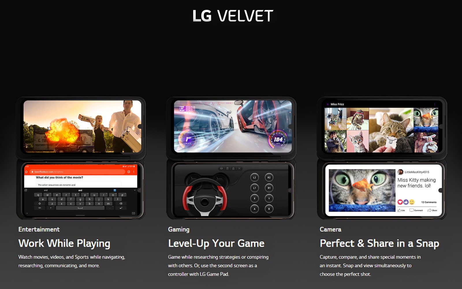 LG LMG910EMW Dual Screen Velvet Phone