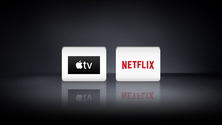 چهار لوگو: برنامه Netflix ،Disney+ ،Apple TV و LG Channels